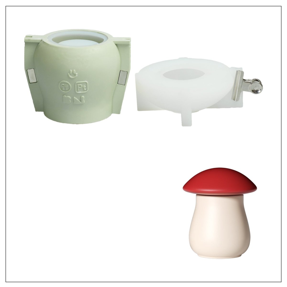 Forest Shroom Candle Jar & 6oz Candle Refill Silicone MoldCandle Jar MoldSH1245-1-2