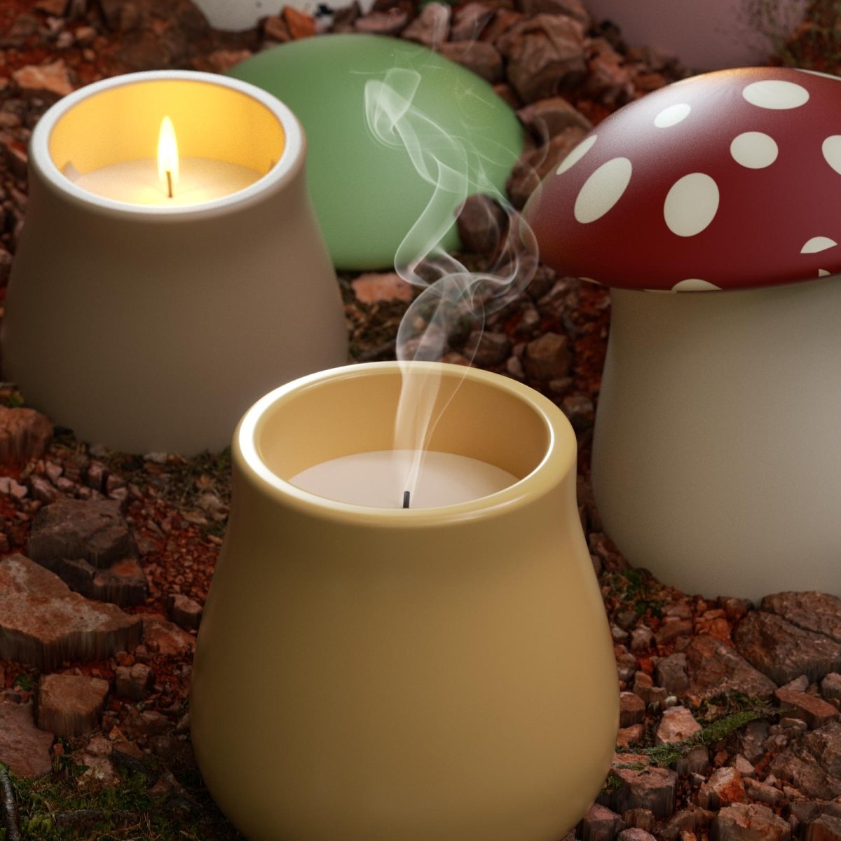 Forest Shroom Candle Jar & 6oz Candle Refill Silicone MoldCandle Jar MoldSH1245-1-2