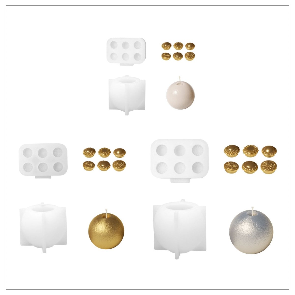 Frosted Charm Christmas Bauble Candle Silicone Mold3D Candle MoldLZ0948+LZ0950+LZ0941+LZ0943+LZ0934+LZ0936