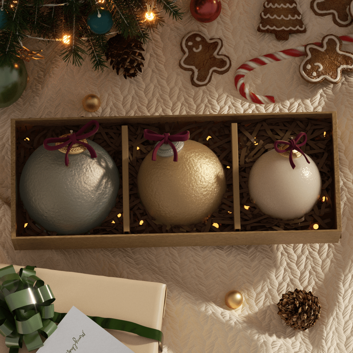 Frosted Charm Christmas Bauble Candle Silicone Mold3D Candle MoldLZ0948