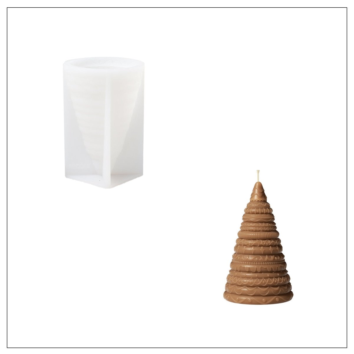 Frosted Confection Christmas Tree Candle Silicone Mold with Pedestal Silicone Mold3D Candle MoldLZ0789