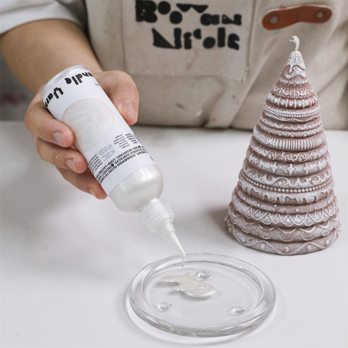 Frosted Confection Christmas Tree Candle Silicone Mold with Pedestal Silicone Mold3D Candle MoldLZ0789
