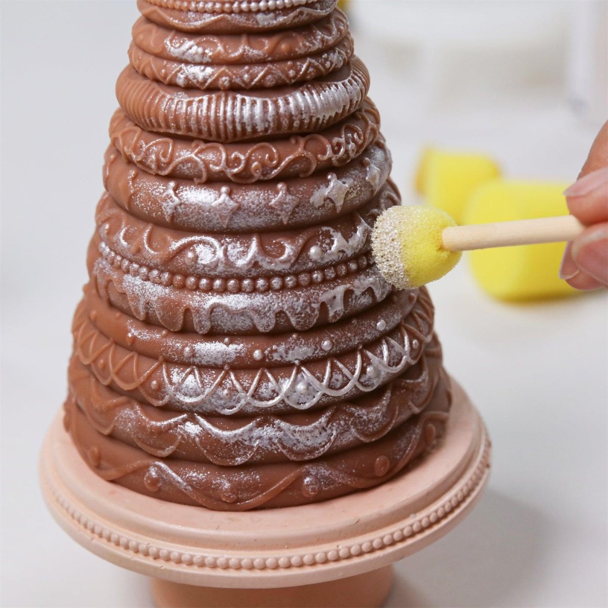 Frosted Confection Christmas Tree Candle Silicone Mold with Pedestal Silicone Mold3D Candle MoldLZ0789