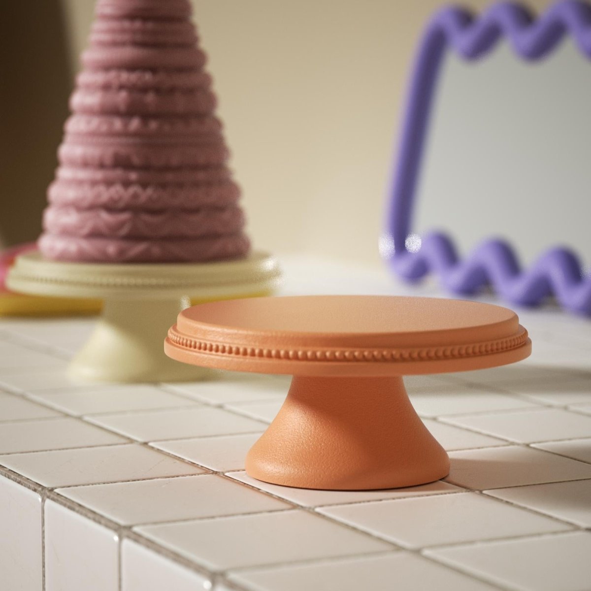 Frosted Confection Christmas Tree Candle Silicone Mold with Pedestal Silicone Mold3D Candle MoldLZ0789