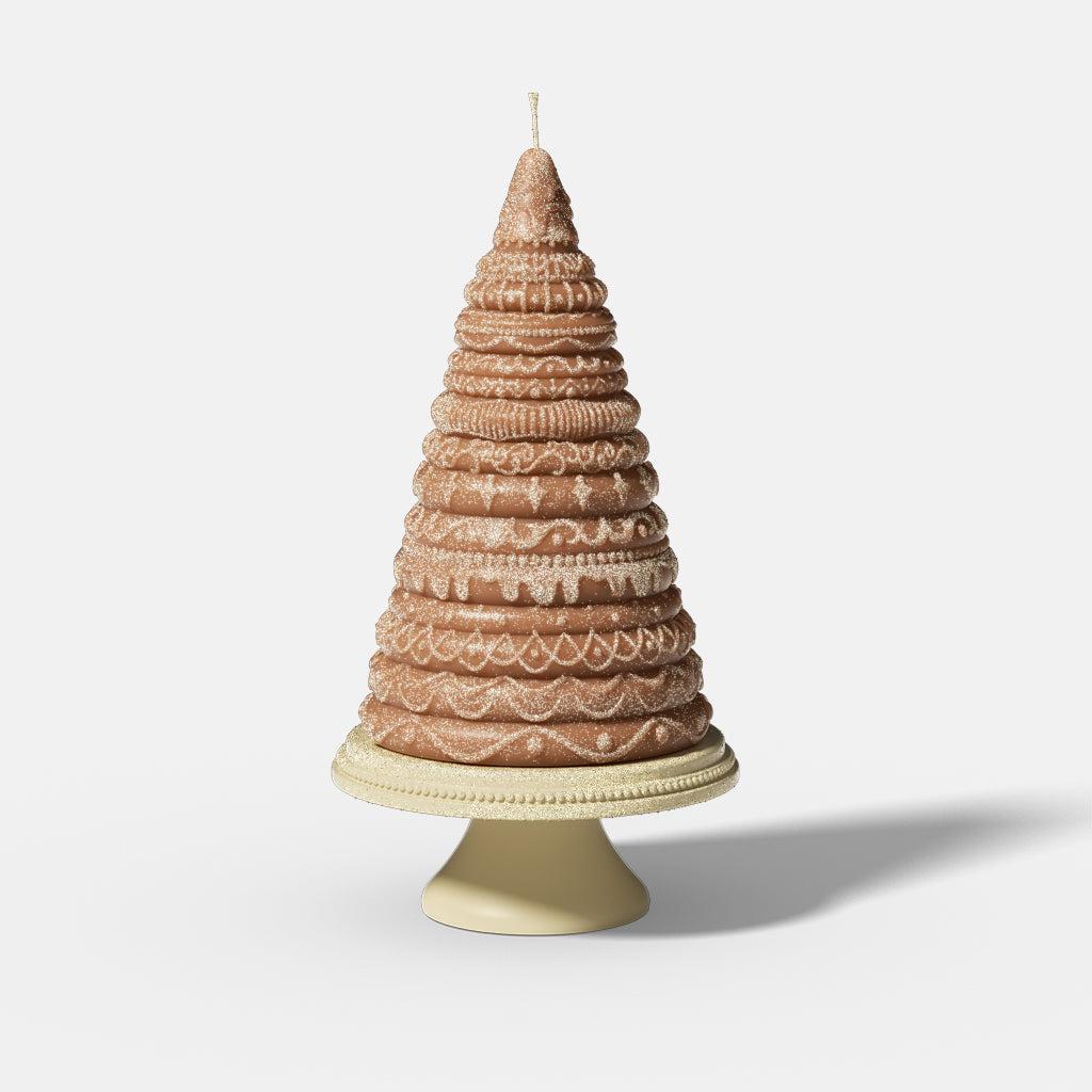 Frosted Confection Christmas Tree Candle Silicone Mold with Pedestal Silicone Mold