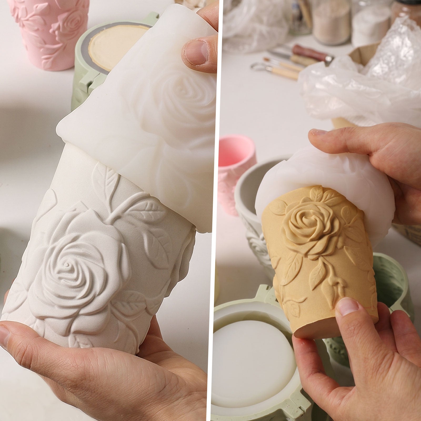 Garden of Roses Candle Jar Silicone Mold Collection