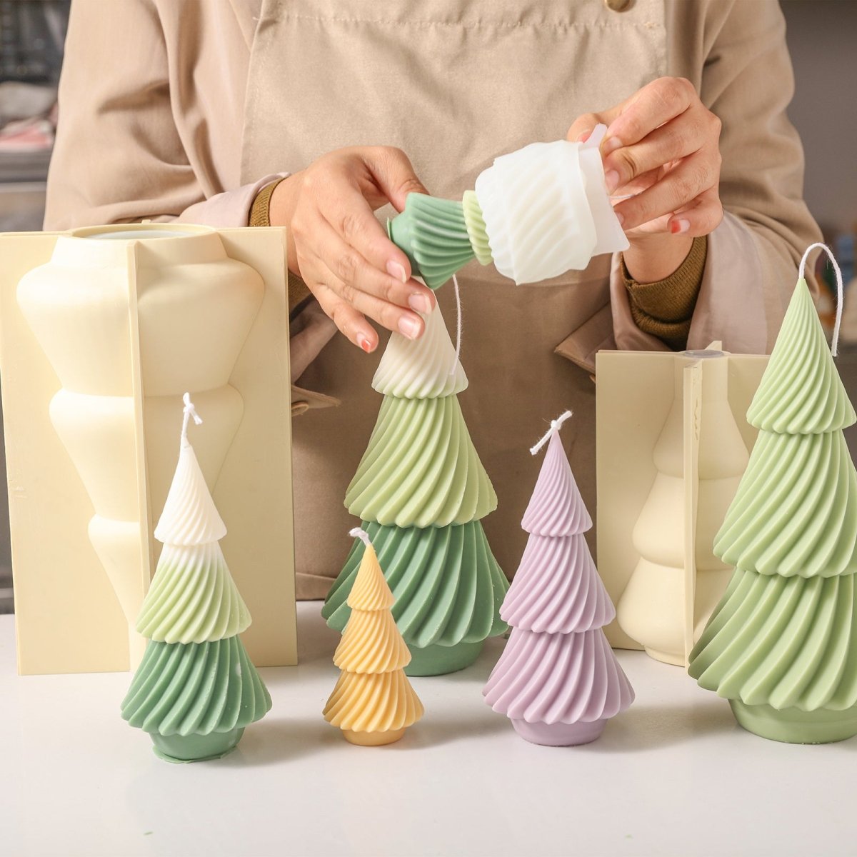 Gently Used Christmas Tree Candle Silicone MoldGently Used MoldLZ0649-1 - Used