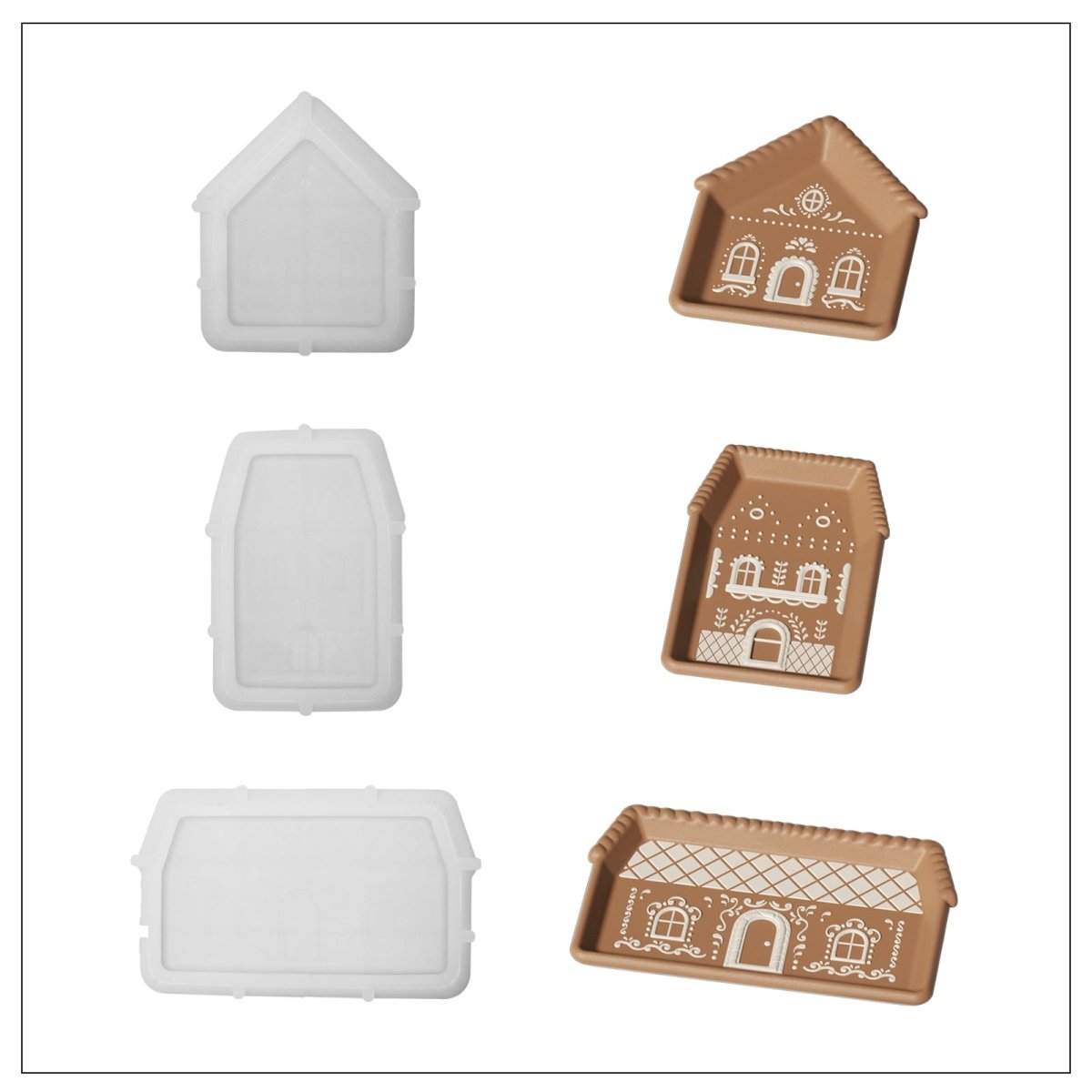 Gingerbread Cottage Tray Silicone Mold CollectionTray MoldSH1318+SH1319+SH1320