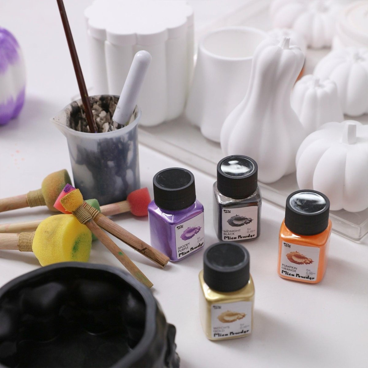 Glitter Colorable Acrylic Gloss Sealer Varnish with Mica Powder Kit - 4 of Halloween ColorsCraft ToolsST-29