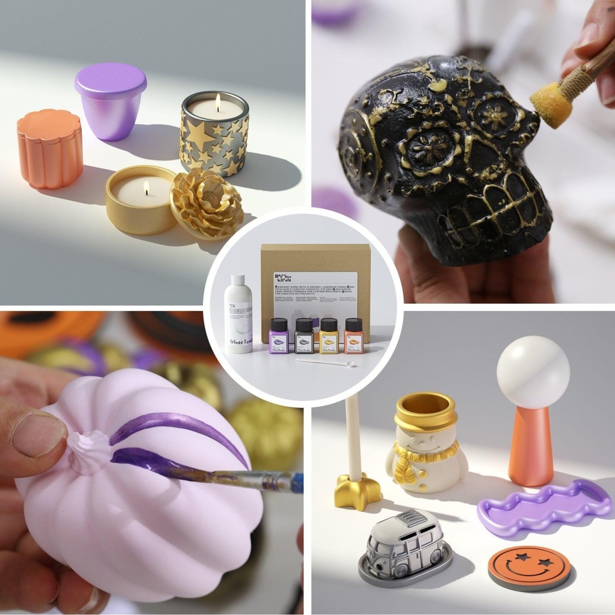 Glitter Colorable Acrylic Gloss Sealer Varnish with Mica Powder Kit - 4 of Halloween ColorsCraft ToolsST-29