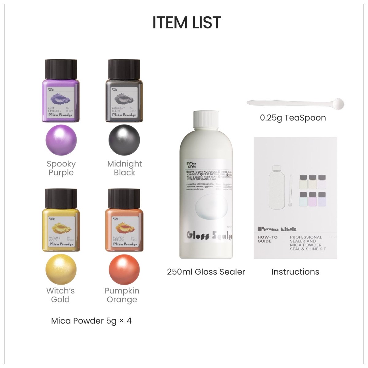 Glitter Colorable Acrylic Gloss Sealer Varnish with Mica Powder Kit - 4 of Halloween ColorsCraft ToolsST-29