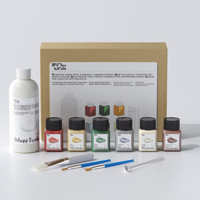 Glitter Colorable Acrylic Gloss Sealer Varnish with Mica Powder Kit- 6 of Christmas Colors