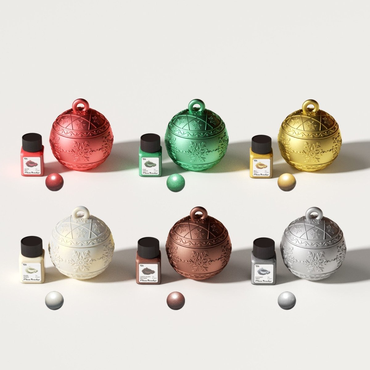 Glitter Colorable Acrylic Gloss Sealer Varnish with Mica Powder Kit - 6 of Christmas ColorsConcrete Making KitST-35