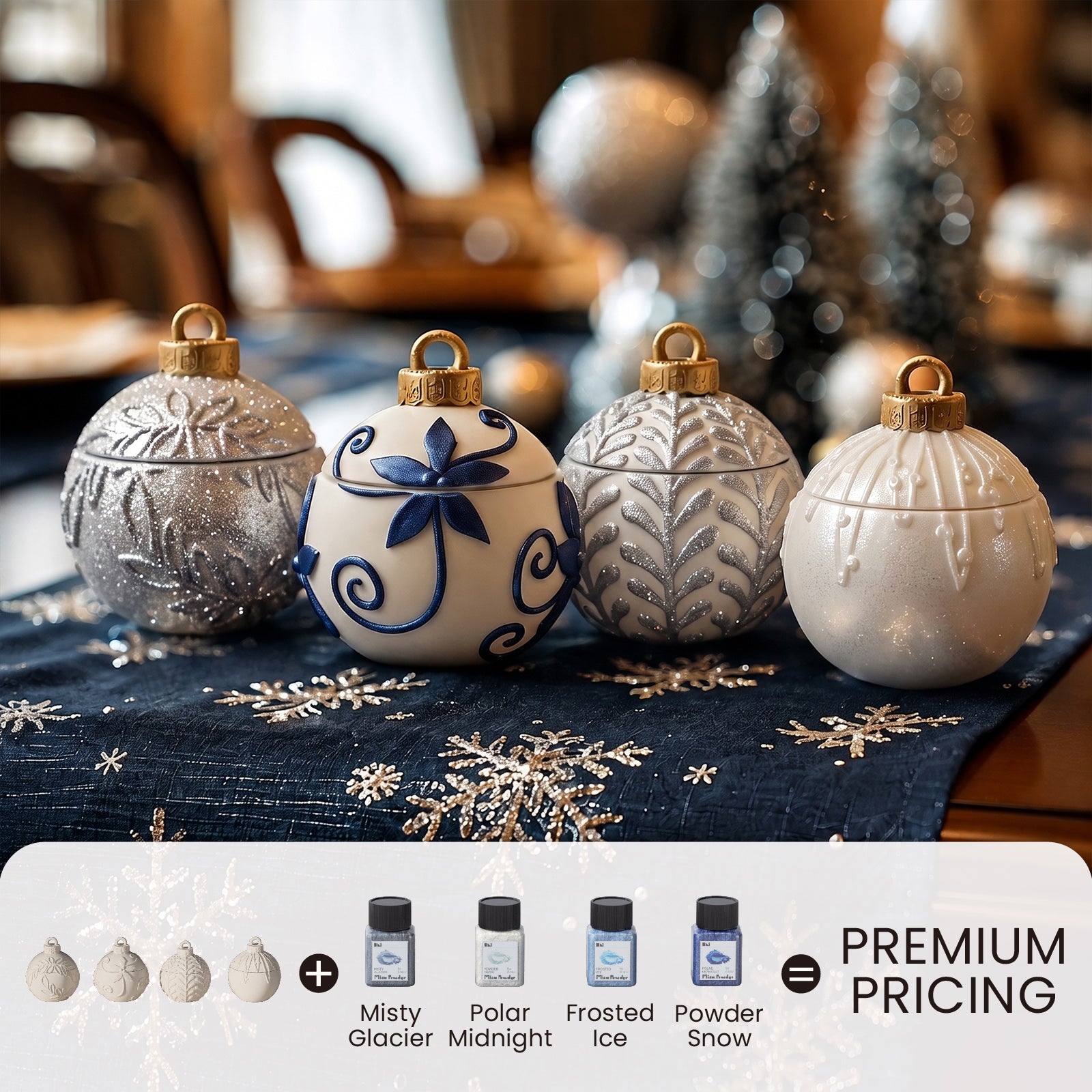 Glitter Colorable Acrylic Gloss Sealer Varnish With Mica Powder Kit-4 Of Crystal Forest Colors