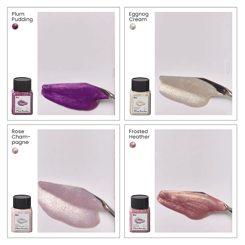 Kit de Vernizes Seladores Acrílicos Brilhantes Coloríveis com Glitter e Pó de Mica — 4 Cores de Gala Vintage