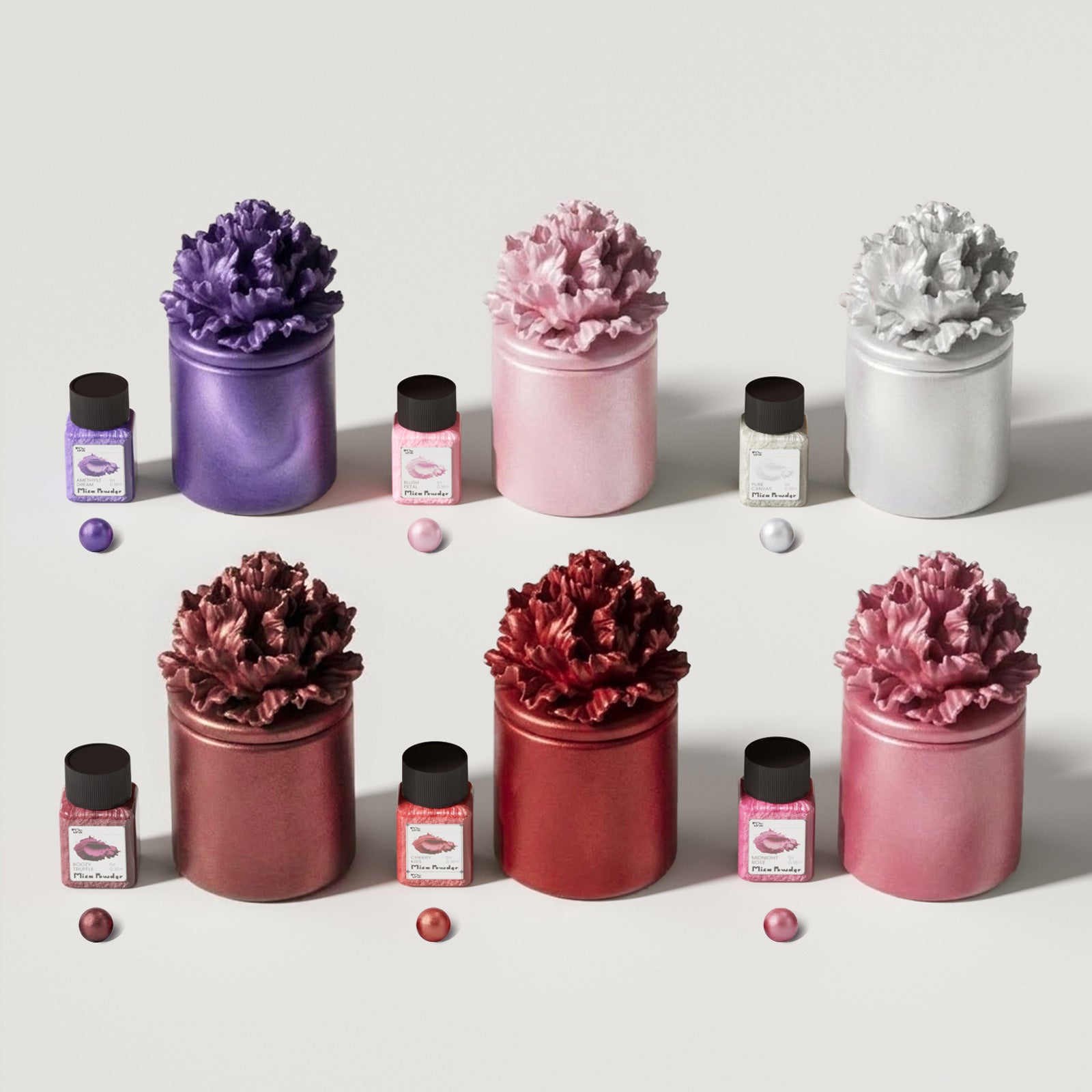 Glitter Colorable Acrylic Gloss Sealer Varnish with Mica Powder Kit- 6 of Romantic Colors - product detail 3