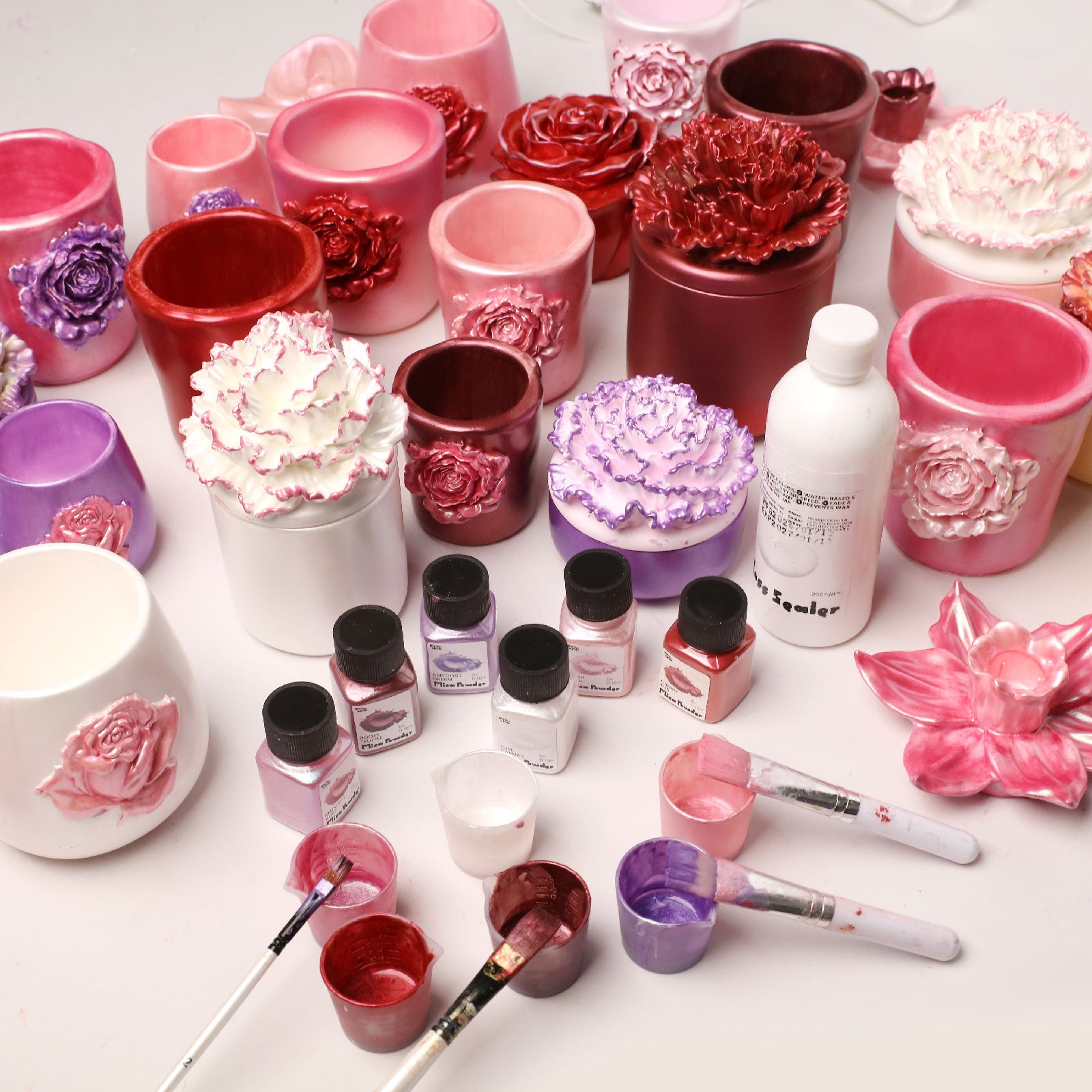 Glitter Colorable Acrylic Gloss Sealer Varnish with Mica Powder Kit- 6 of Romantic Colors - product detail 5