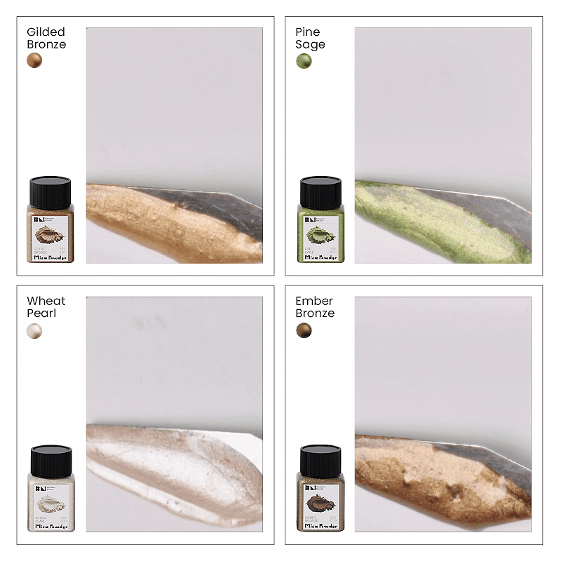Glitter Colorable Acrylic Gloss Sealer Varnish With Mica Powder Kit-4 Of Christmas Forest Colors