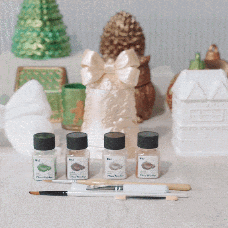 Glitter Colorable Acrylic Gloss Sealer Varnish With Mica Powder Kit-4 Of Christmas Forest Colors