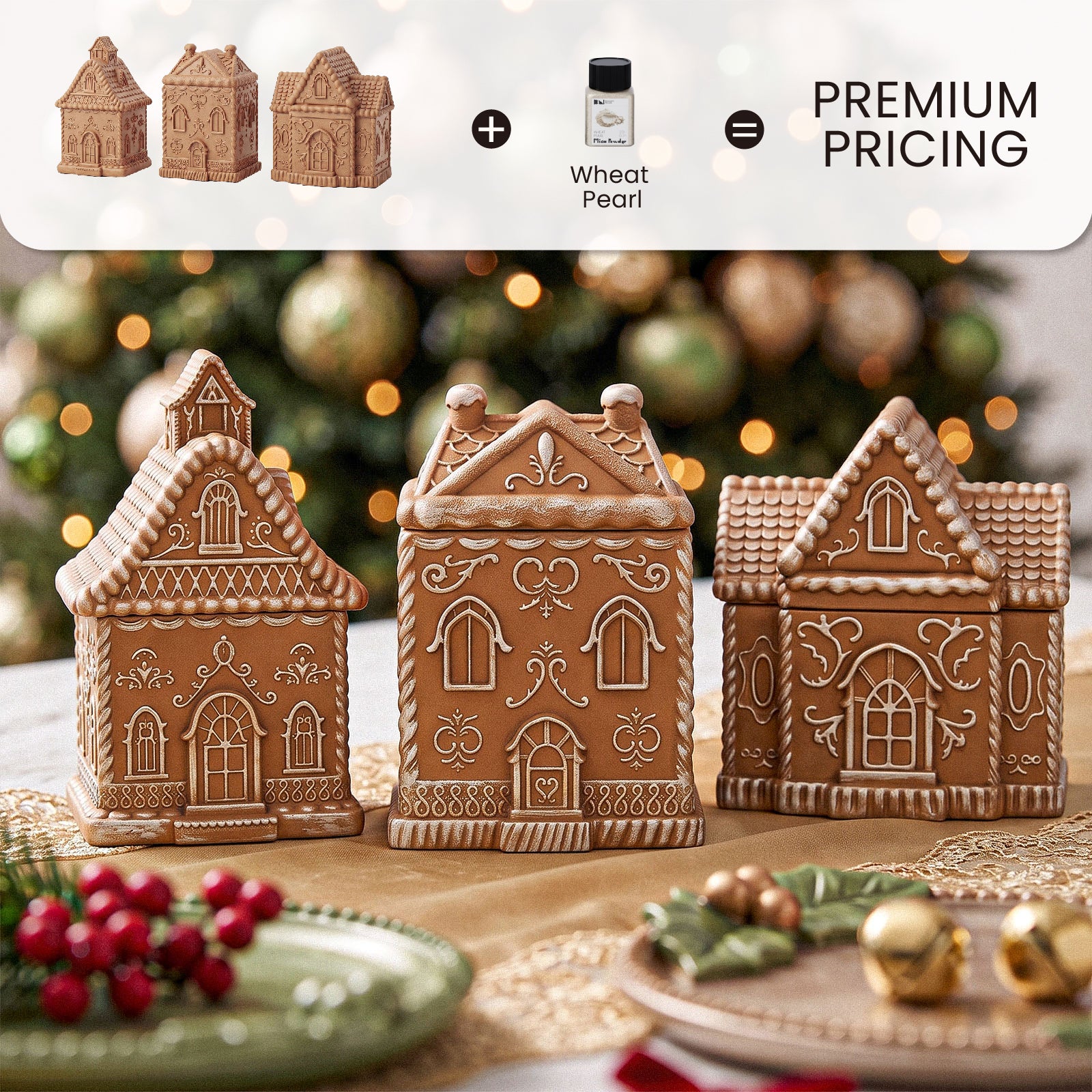 Glitter Colorable Acrylic Gloss Sealer Varnish With Mica Powder Kit-4 Of Christmas Forest Colors