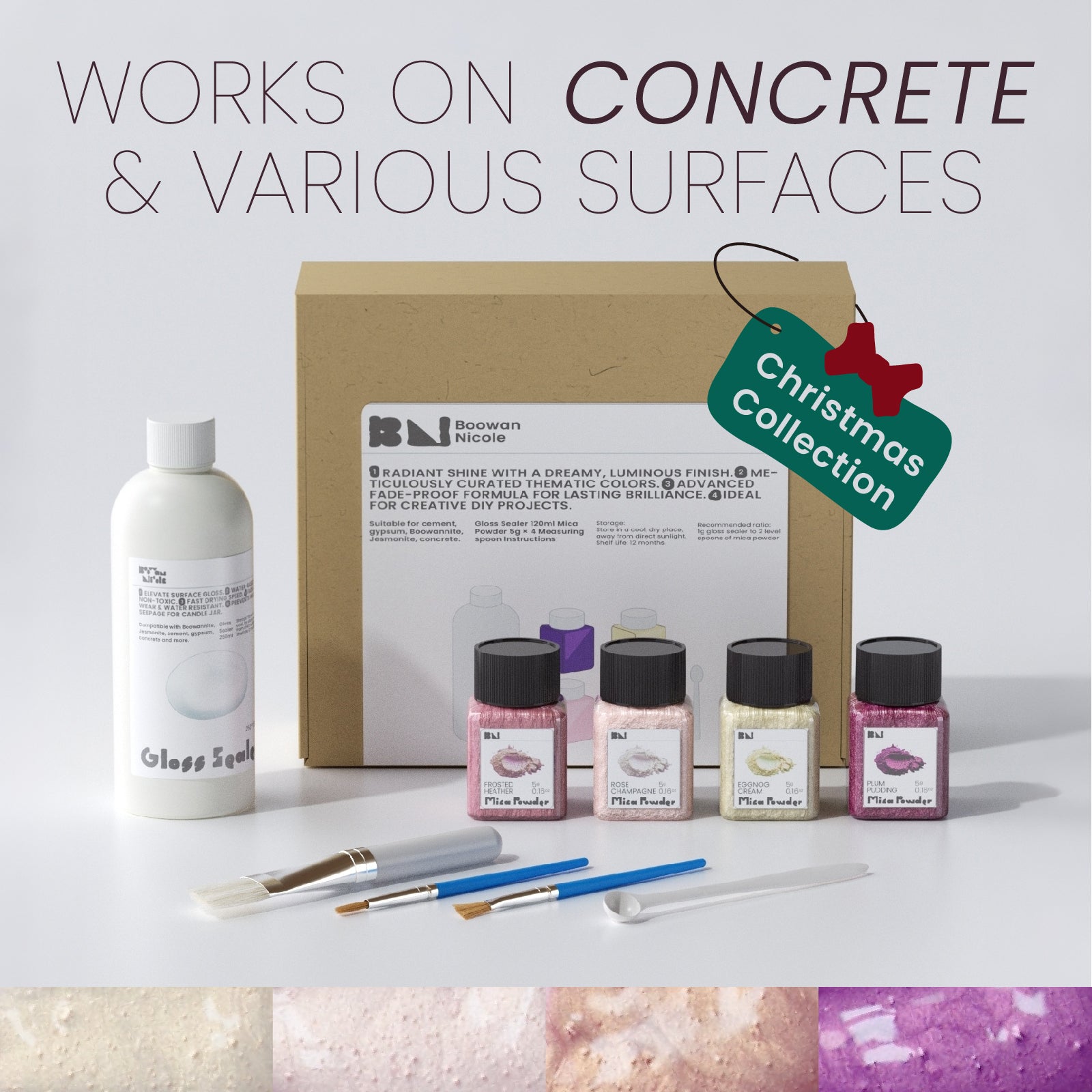 Glitter Colorable Acrylic Gloss Sealer Varnish With Mica Powder Kit - 4 Of Rosy Winter Colors