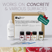 Gloss Sealer Christmas Collection kit with 4 Vintage Gala mica powder colors, gloss sealer bottle, paint brushes and measuring spoon, works on concrete and various surfaces - Boowan Nicole