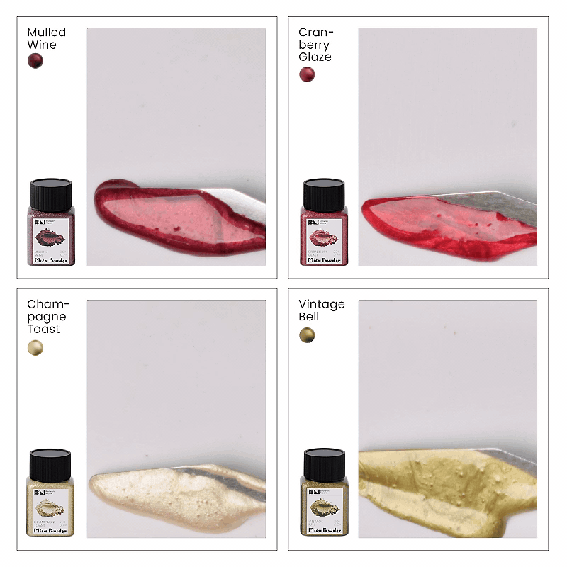 Glitter Colorable Acrylic Gloss Sealer Varnish With Mica Powder Kit-4 Of Vintage Gala Colors