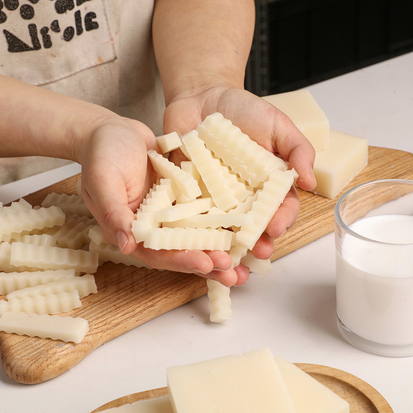 Goat Milk Soap Base Prep - Wavy Cut Soap Pieces - Boowan Nicole