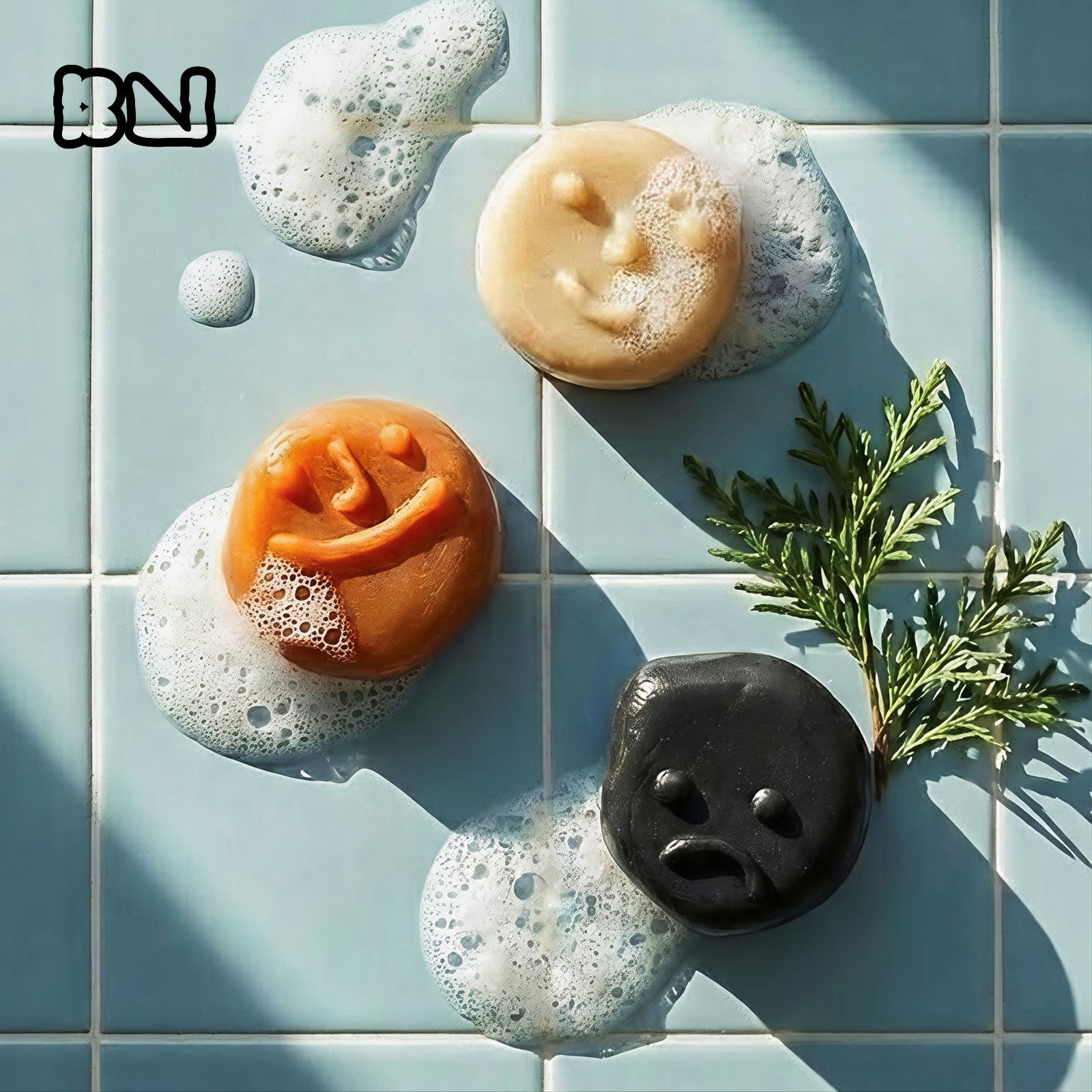 Smiley face handmade soaps with different expressions, creative facial soap design. - Boowan Nicole