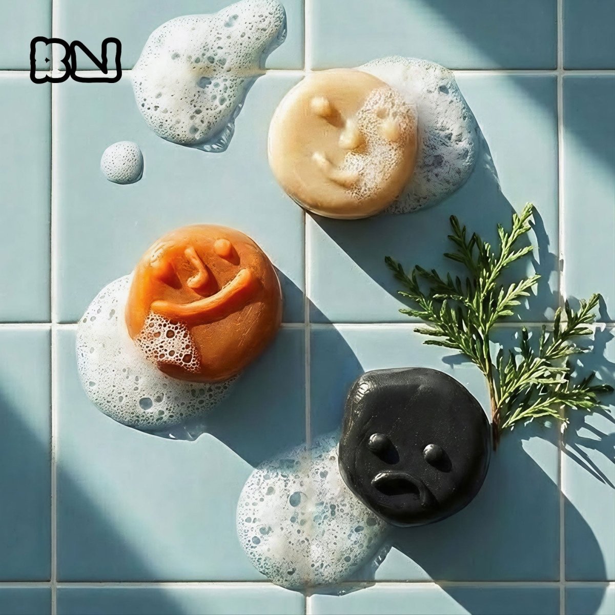 Smiley face handmade soaps with different expressions, creative facial soap design. - Boowan Nicole