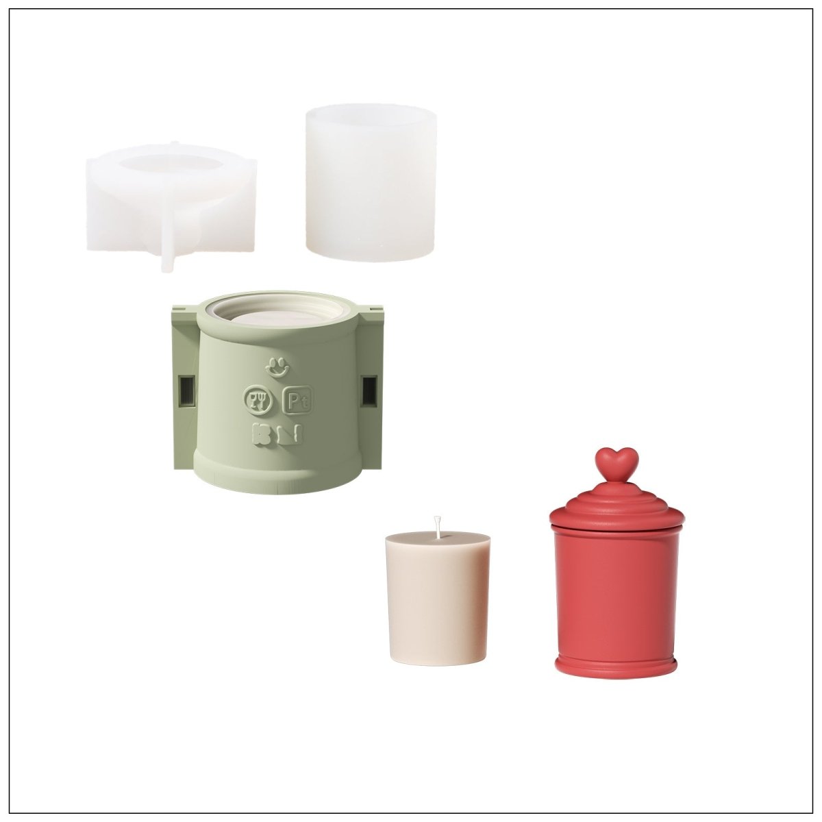 Sweetheart Sundae Candle Jar Silicone Mold & Candle Refill Silicone MoldCandle Jar MoldSH1158-1-2+LZ0811