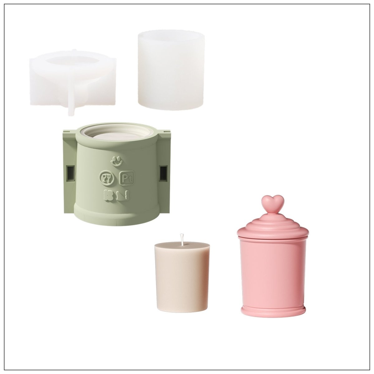 Sweetheart Sundae Candle Jar Silicone Mold & Candle Refill Silicone MoldCandle Jar MoldSH1159-1-2+LZ0810