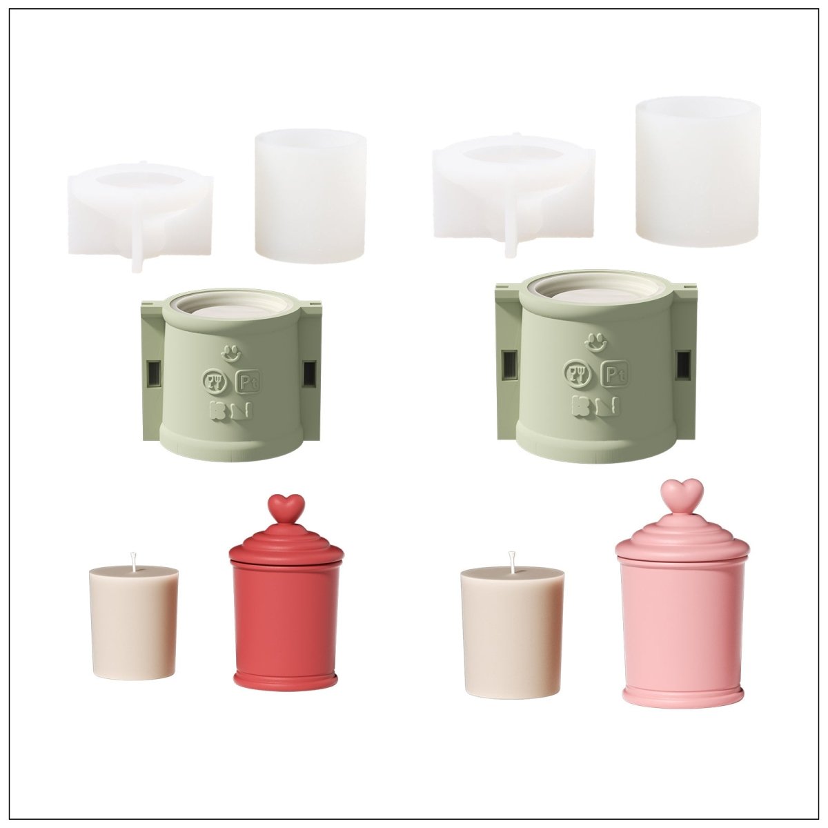 Sweetheart Sundae Candle Jar Silicone Mold & Candle Refill Silicone MoldCandle Jar MoldSH1158-1-2+1159-1-2+LZ0810+LZ0811
