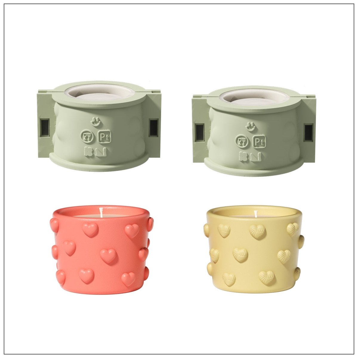 3.5oz Dreamy Bubble Hearts Candle Jar Silicone MoldCandle Jar MoldSH1163-1164