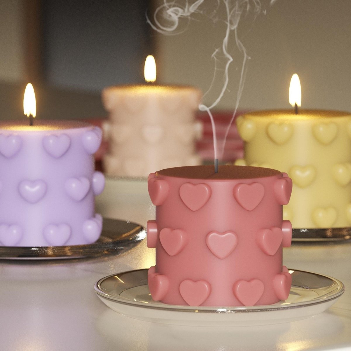 Heartfelt Harmony Pillar Candle Silicone Mold Collection3D Candle MoldLZ0819