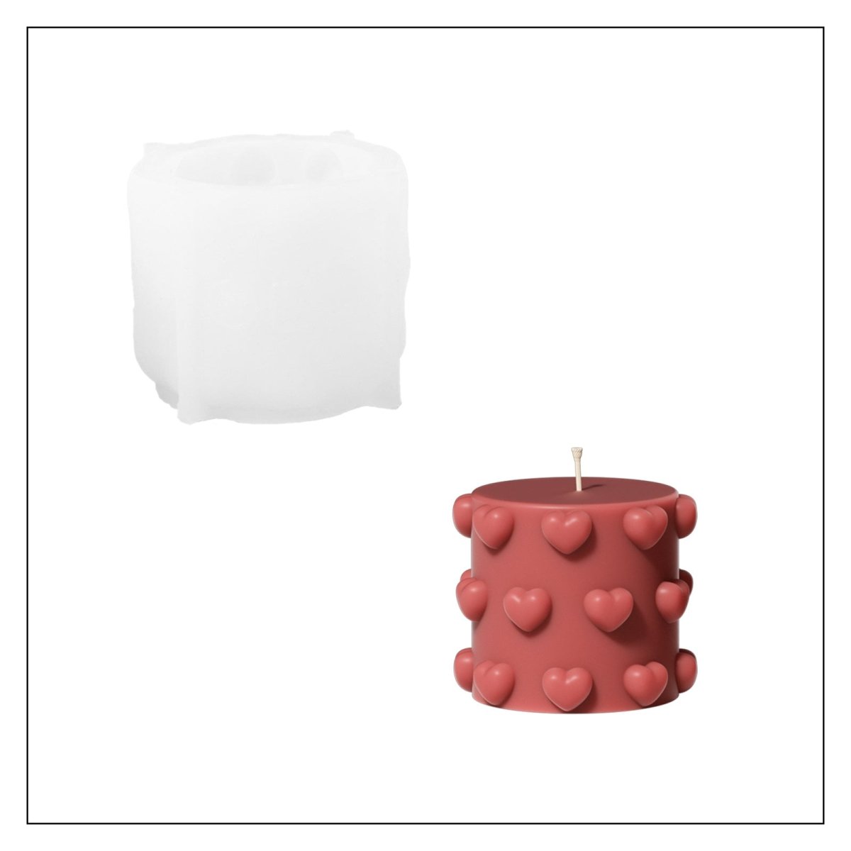 Heartfelt Harmony Pillar Candle Silicone Mold Collection3D Candle MoldLZ0819