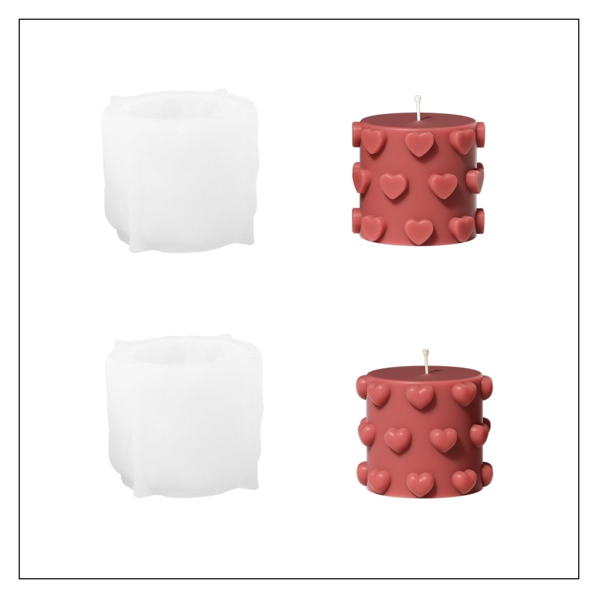 Heartfelt Harmony Pillar Candle Silicone Mold Collection3D Candle MoldLZ0819+0820