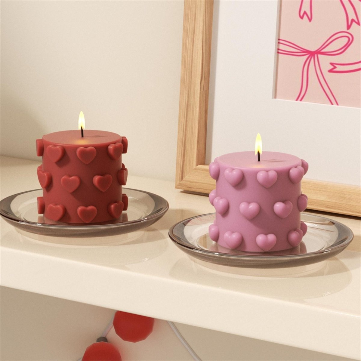 Heartfelt Harmony Pillar Candle Silicone Mold Collection3D Candle MoldLZ0819