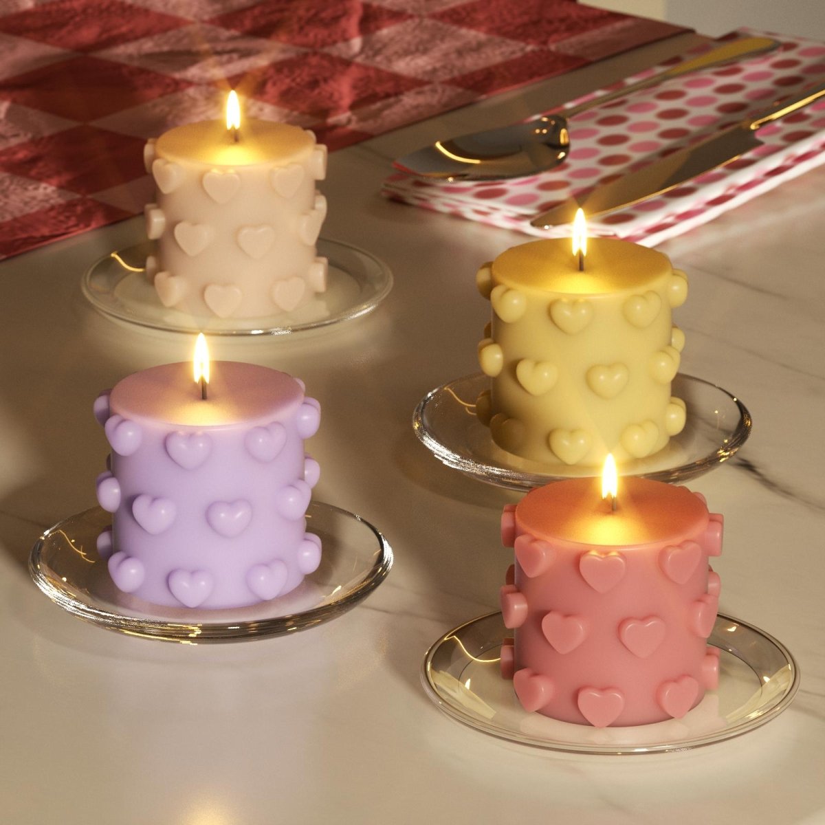 Heartfelt Harmony Pillar Candle Silicone Mold Collection3D Candle MoldLZ0819