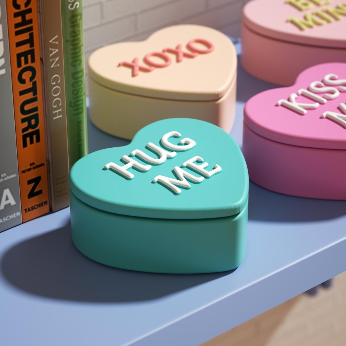 Playful Love Notes Heart Storage Jar Silicone Mold CollectionOffice Accessories MoldSH1194-1+1194-2