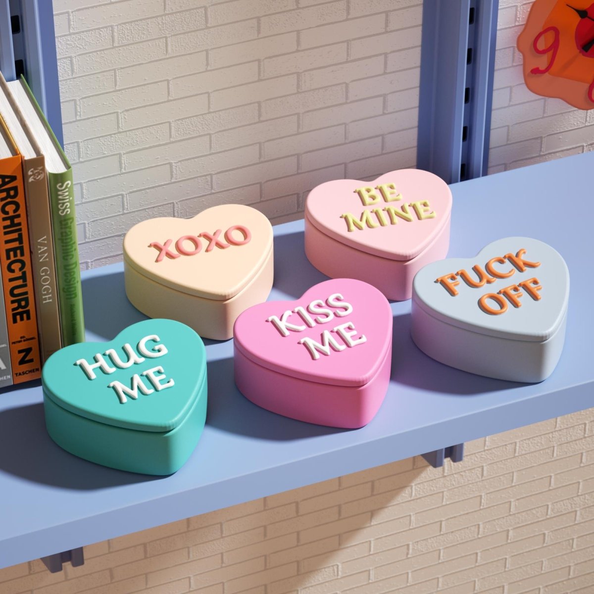 Playful Love Notes Heart Storage Jar Silicone Mold CollectionOffice Accessories MoldSH1194-1+1194-2