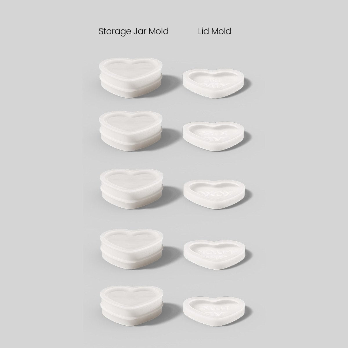 Playful Love Notes Heart Storage Jar Silicone Mold CollectionOffice Accessories MoldSH1194-1+1194-6