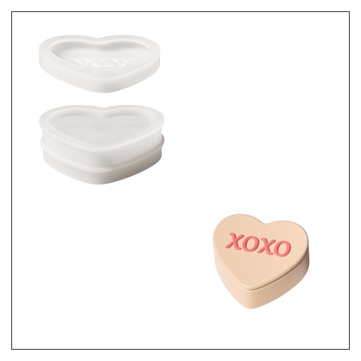 Playful Love Notes Heart Storage Jar Silicone Mold CollectionOffice Accessories MoldSH1194-1+1194-2