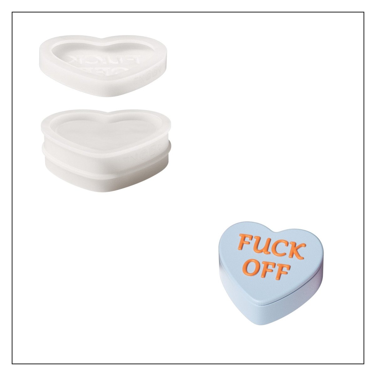 Playful Love Notes Heart Storage Jar Silicone Mold CollectionOffice Accessories MoldSH1194-1+1194-3