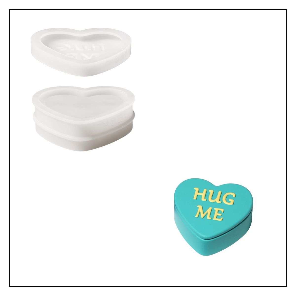 Playful Love Notes Heart Storage Jar Silicone Mold CollectionOffice Accessories MoldSH1194-1+1194-4