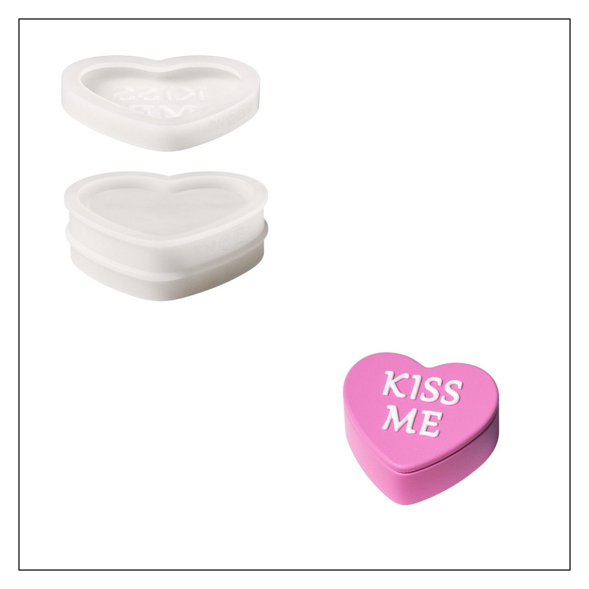 Playful Love Notes Heart Storage Jar Silicone Mold CollectionOffice Accessories MoldSH1194-1+1194-6