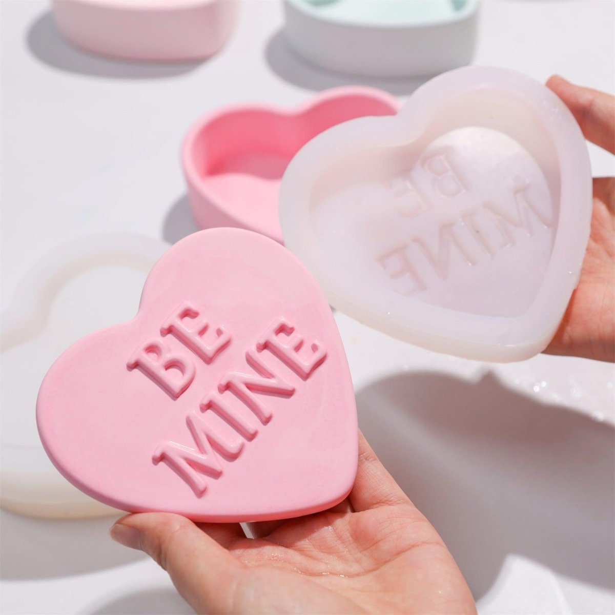 Playful Love Notes Heart Storage Jar Silicone Mold CollectionOffice Accessories MoldSH1194-1+1194-2
