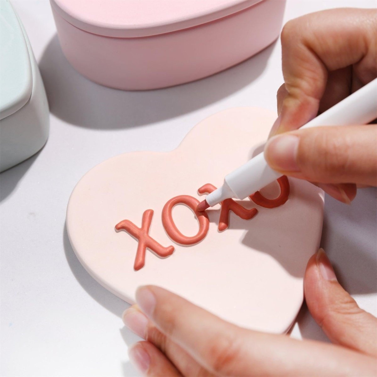 Playful Love Notes Heart Storage Jar Silicone Mold CollectionOffice Accessories MoldSH1194-1+1194-2
