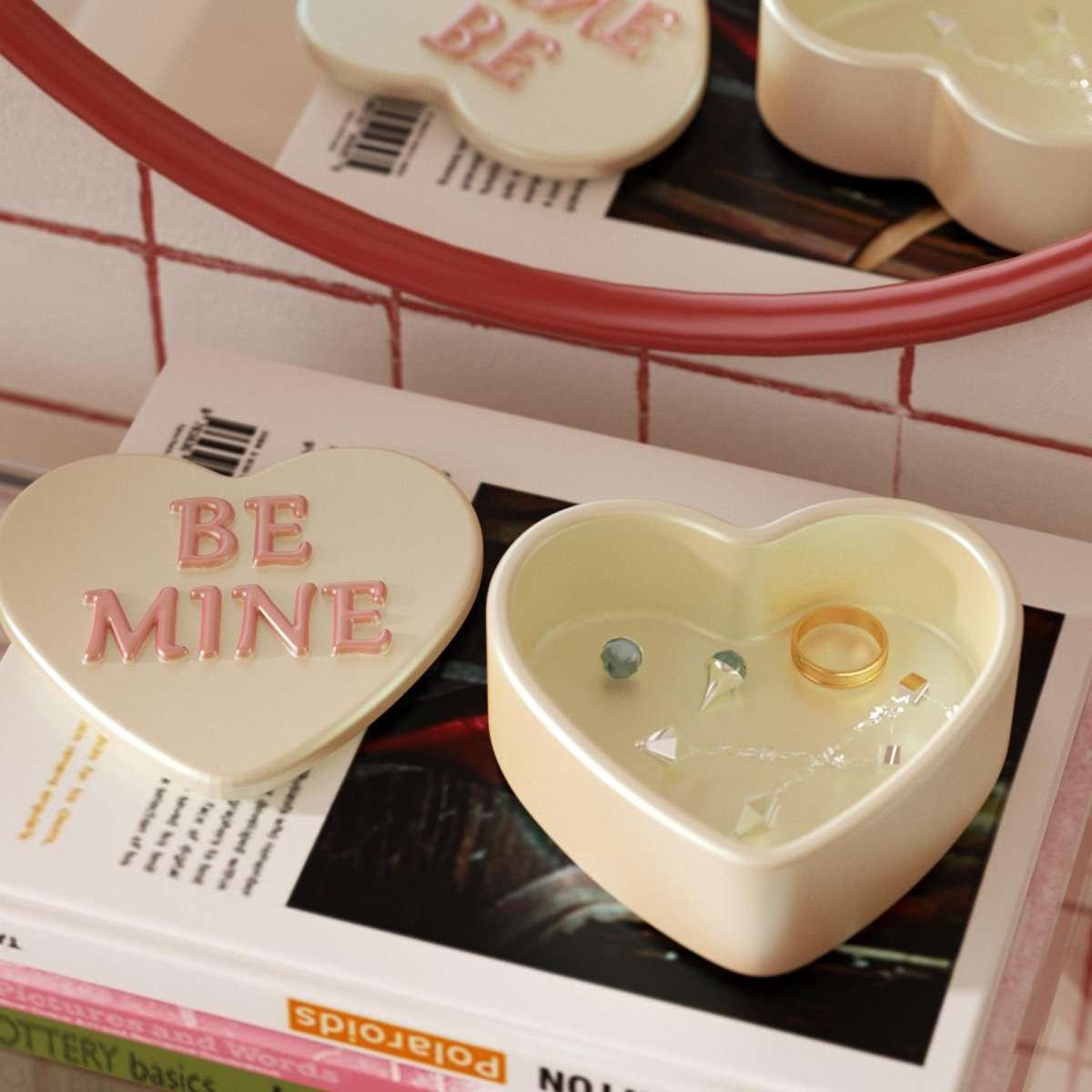 Playful Love Notes Heart Storage Jar Silicone Mold CollectionOffice Accessories MoldSH1194-1+1194-2