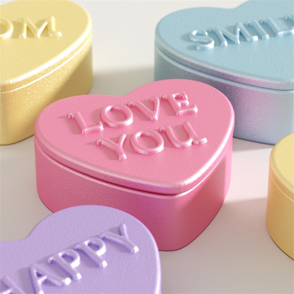 Colorful embossed heart-shaped multifunctional containers, perfect for storage and decoration-Boowan Nicole